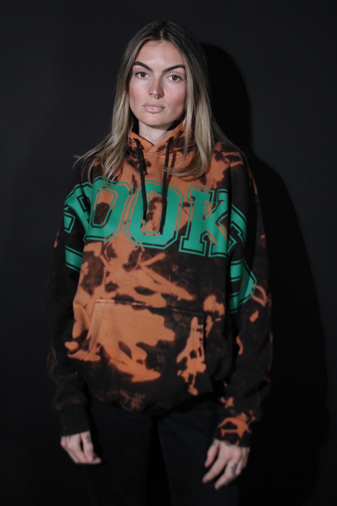 Bleach Dyed Green Print