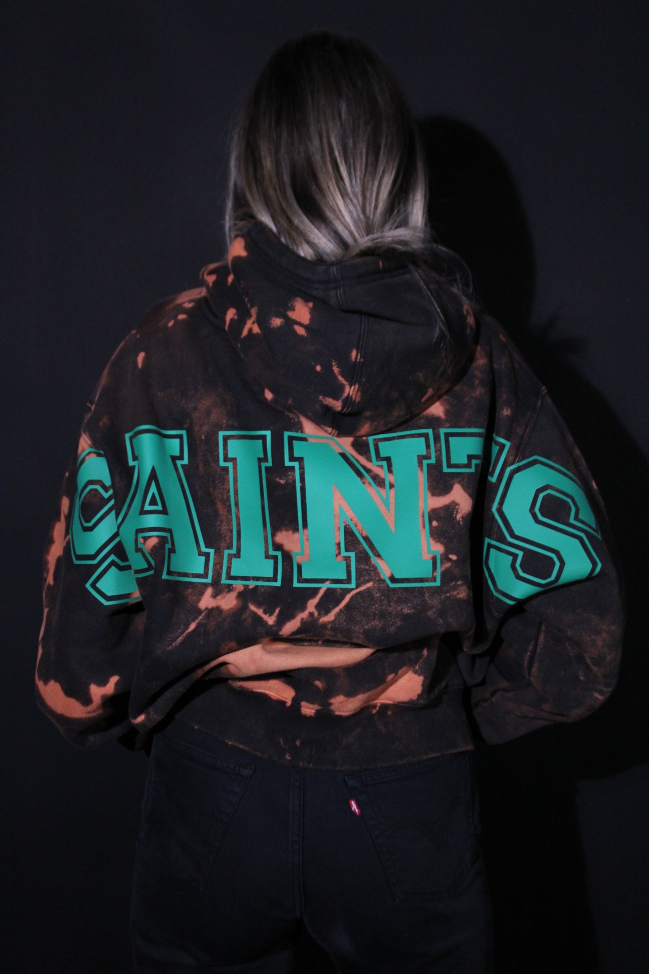 Bleach Dyed Green Print